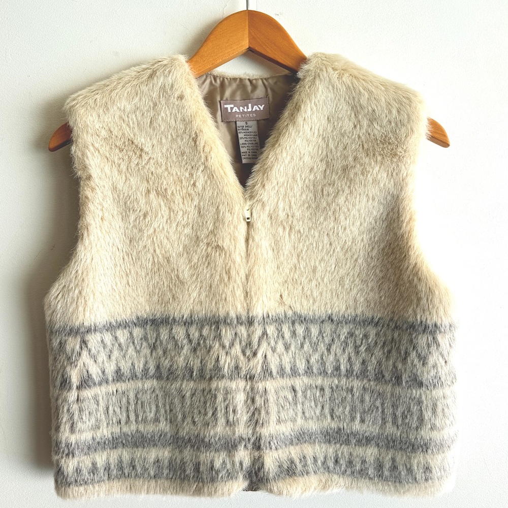Vintage Faux Fur Vest Coastal Cowgirl Western Nordic cream 90s fur vest